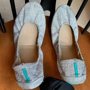 Tieks, size 11, silver lake color with bag